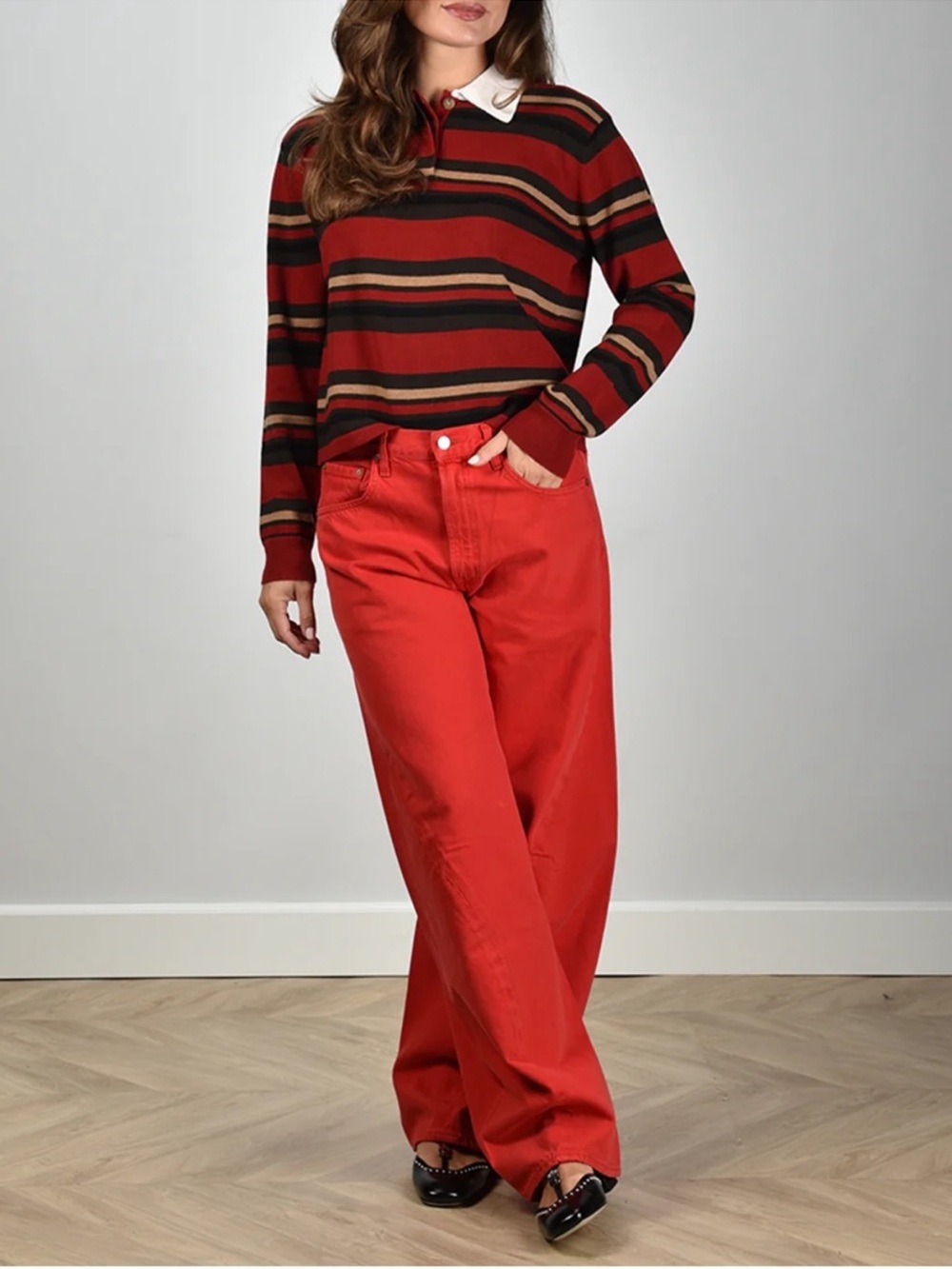 Agolde Twist Wide Barrel Leg Jean in Tomato Red NWOT Size 30 - Picture 2 of 10